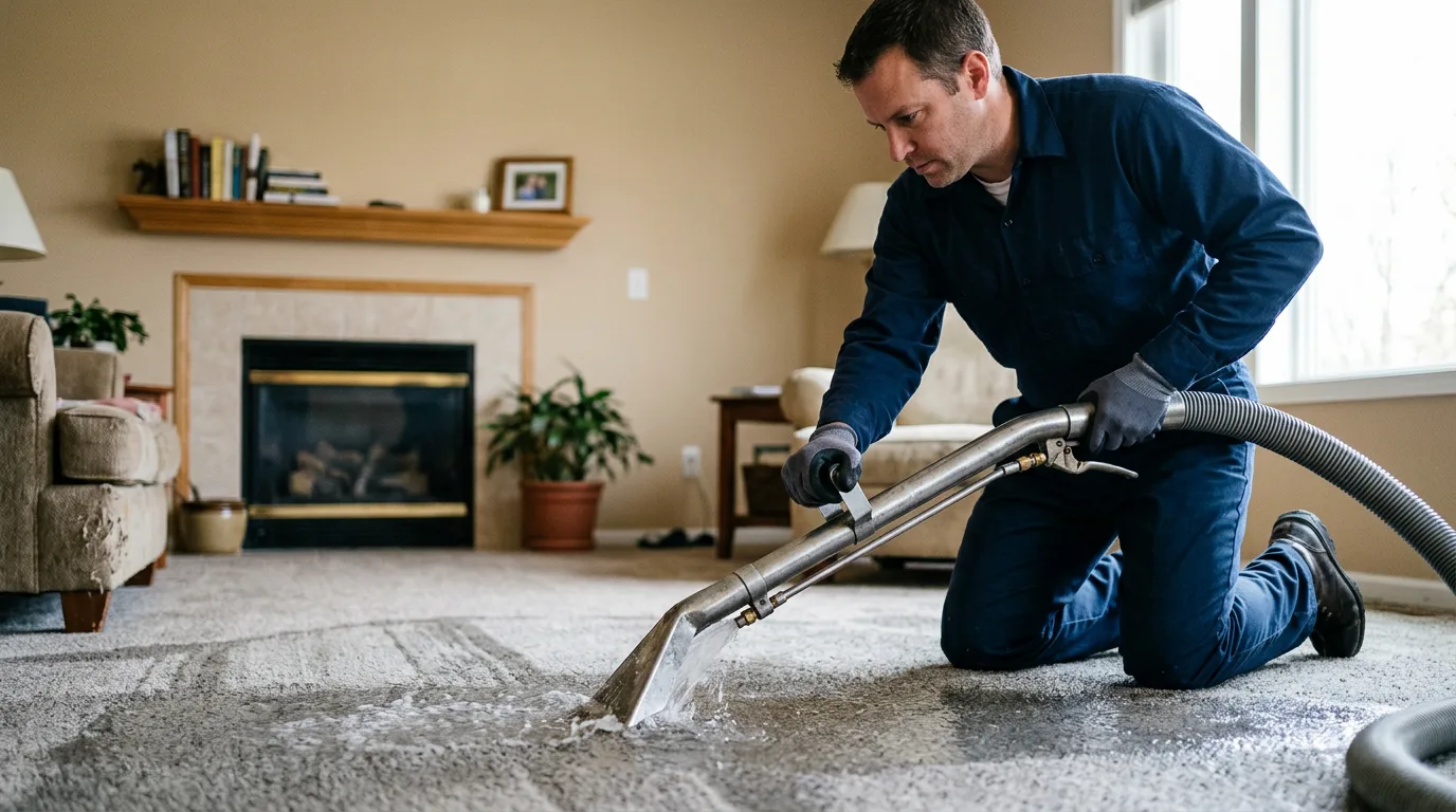 Water damage restoration technician working near Colts Neck, NJ